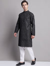 Men's Black Printed Pure Cotton Kurta Payjama Set-JOKP-P-687Black