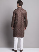 Men's Coffee Brown Printed Pure Cotton Kurta Payjama Set-JOKP-P-687Coffee