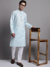 Men's Sky Blue Printed Pure Cotton Kurta Payjama Set-JOKP-P-687Sky