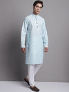 Men's Sky Blue Printed Pure Cotton Kurta Payjama Set-JOKP-P-687Sky