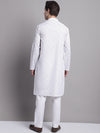 Men's White Printed Pure Cotton Kurta Payjama Set-JOKP-P-687White