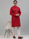 Men's Maroon Embroidered Straight Kurta Pyjama Set-JOKP-P-690Maroon