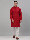 Men's Maroon Embroidered Straight Kurta Pyjama Set-JOKP-P-690Maroon