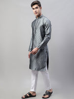 Collar Embroidered Kurta Pyjama-JOKP-P-692Grey