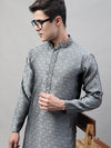 Collar Embroidered Kurta Pyjama-JOKP-P-692Grey