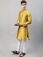 Collar Embroidered Kurta Pyjama-JOKP-P-692Mustard