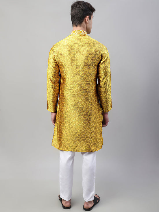 Collar Embroidered Kurta Pyjama-JOKP-P-692Mustard