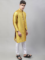 Collar Embroidered Kurta Pyjama-JOKP-P-692Mustard