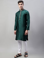 Collar Embroidered Kurta Pyjama-JOKP-P-692Olive