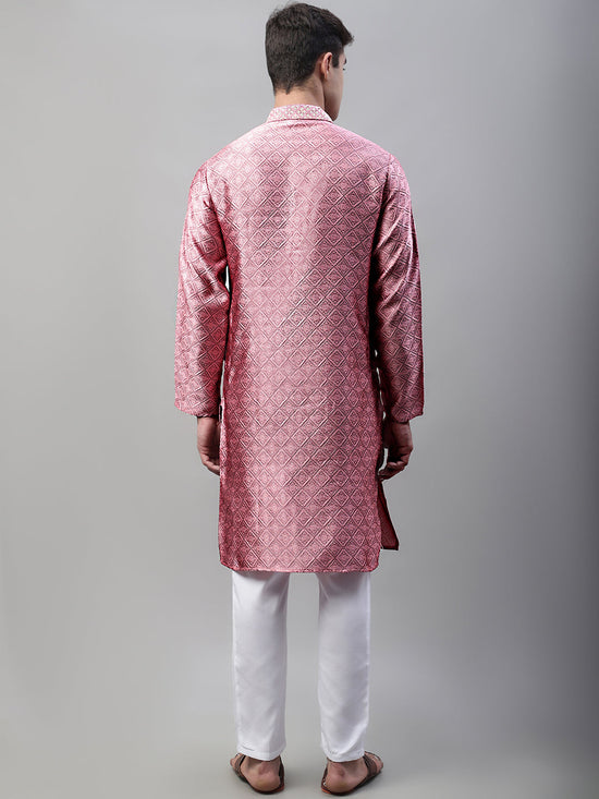 Collar Embroidered Kurta Pyjama-JOKP-P-692Pink