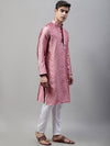 Collar Embroidered Kurta Pyjama-JOKP-P-692Pink