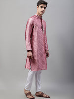 Collar Embroidered Kurta Pyjama-JOKP-P-692Pink