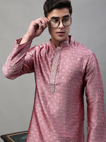 Collar Embroidered Kurta Pyjama-JOKP-P-692Pink