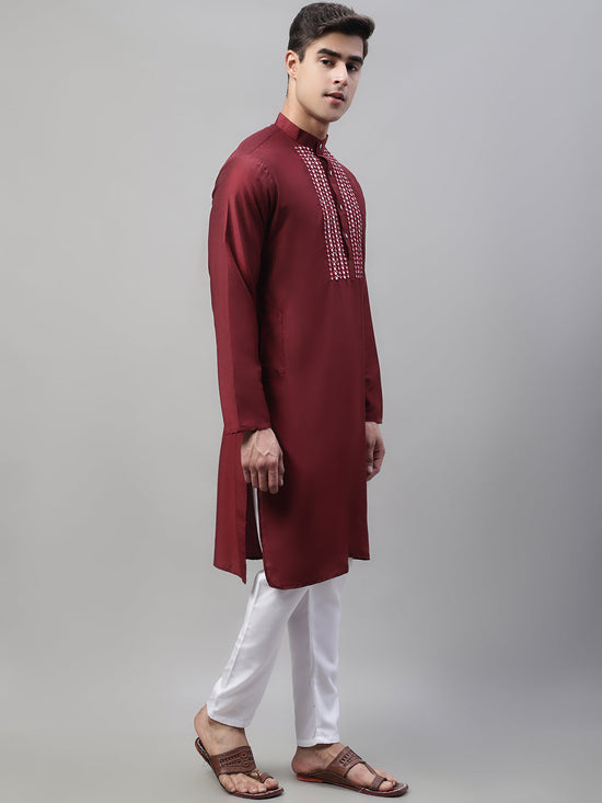 Mirror Work Kurta Pyjama-JOKP-P-693Maroon