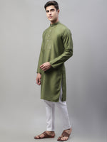 Mirror Work Kurta Pyjama-JOKP-P-693Olive