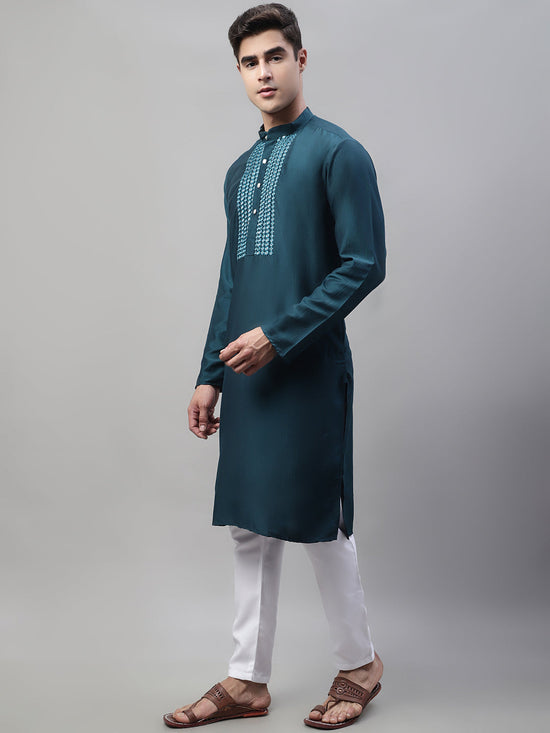 Mirror Work Kurta Pyjama-JOKP-P-693Teal