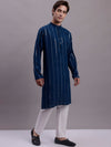 Men's Embroidered Mirror Work Kurta Payjama Sets-JOKP-P-694Peacock