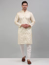 Men's Cream Embroidered Kurta with Pyjama.-JOKP-P-698Cream