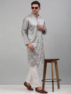 Men's Grey Embroidered Kurta with Pyjama.-JOKP-P-698Grey