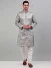 Men's Grey Embroidered Kurta with Pyjama.-JOKP-P-698Grey