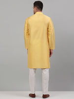 Men's Yellow Embroidered Kurta with Pyjama.-JOKP-P-698Yellow