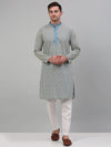 Men's Blue Embroidered Kurta with Pyjama.-JOKP-P-699Blue