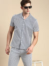 Men Cuban Collar Striped Off White Co-Ords Set-JakartaPrints-0595-Offwhite