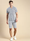 Men Cuban Collar Striped Off White Co-Ords Set-JakartaPrints-0595-Offwhite