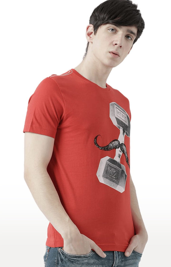 Huetrap Red Mens Short Sleeve Graphic Printed Tshirt-HT17MKGRARED00706