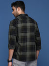 Men Checked Green Slim Fit Shirt-Jessy-2606-Green