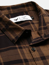 Men Spread Collar Checked Slim Fit Brown Shirt-Jessy-2609-Brown