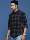 Men Checked Grey Slim Fit Shirt-Jessy-2611-Grey