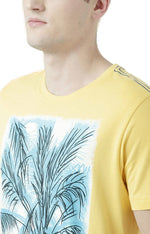 Huetrap Yellow Mens Short Sleeve Graphic Printed Tshirt-HT17MKGRAYLW00699