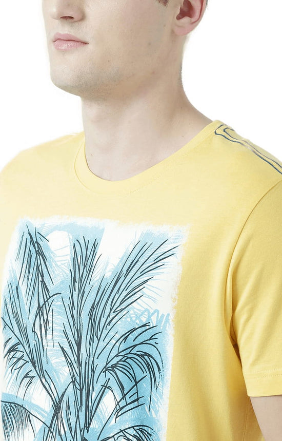 Huetrap Yellow Mens Short Sleeve Graphic Printed Tshirt-HT17MKGRAYLW00699