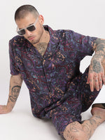 Men Abstract Cuban Collar Multi Co-Ords Set-John-2397-Multi