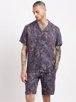 Men Abstract Cuban Collar Multi Co-Ords Set-John-2397-Multi