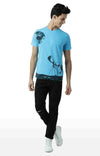 Huetrap Blue Mens Short Sleeve Graphic Printed Tshirt-HT15MKGRATQB00013