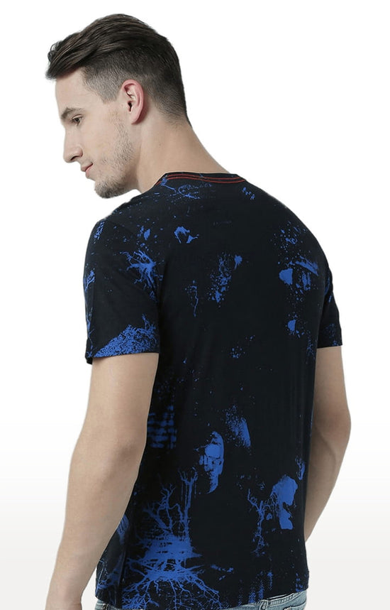 Huetrap Black Mens Short Sleeve Graphic Printed Tshirt-HT17MKGRABLK01070