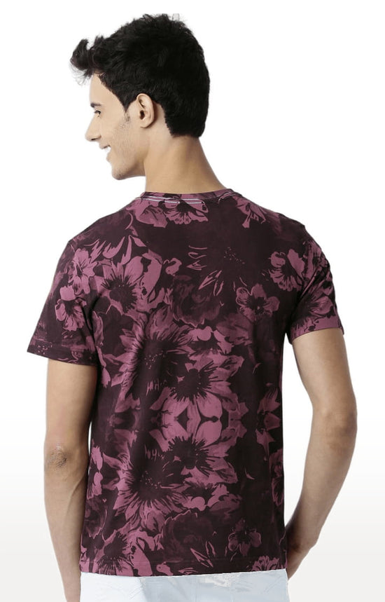 Huetrap Maroon Mens Short Sleeve Graphic Printed Tshirt-HT15MKGRAPLU00130