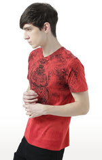 Huetrap Red Mens Short Sleeve Graphic Printed Tshirt-HT17MKGRARED00526