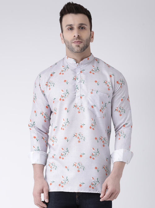 Hangup Men Slim Printed Men's Indian Wear-K10ShortKurta