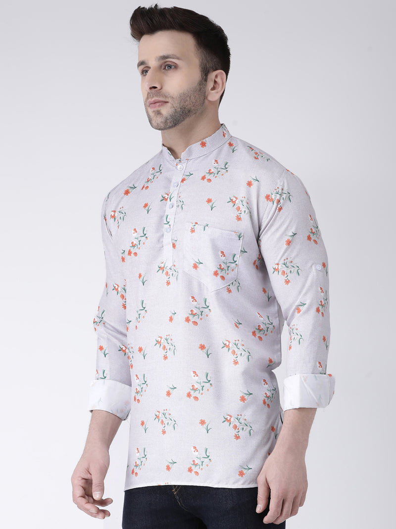 Hangup Men Slim Printed Men's Indian Wear-K10ShortKurta