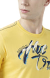 Huetrap Yellow Mens Short Sleeve Graphic Printed Tshirt-HT17MKGRAYLW01102