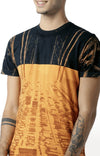 Huetrap Orange Mens Short Sleeve Graphic Printed Tshirt-HT17MKGRABZO00293