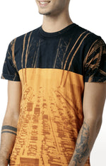 Huetrap Orange Mens Short Sleeve Graphic Printed Tshirt-HT17MKGRABZO00293