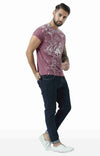 Huetrap Maroon Mens Short Sleeve Graphic Printed Tshirt-HT18MKGRAPLU00269