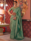 Saree Mall Women's  Blend Sea Green Woven Design Designer Saree With Blouse Piece-KABBY321008