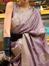 Saree Mall Women's  Blend Mauve Woven Design Designer Saree With Blouse Piece-KAIA354004