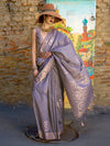 Saree Mall Women's  Blend Violet Woven Design Designer Saree With Blouse Piece-KAIA354006