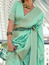 Saree Mall Women's  Blend Sea Green Woven Design Designer Saree With Blouse Piece-KAKUNA351004